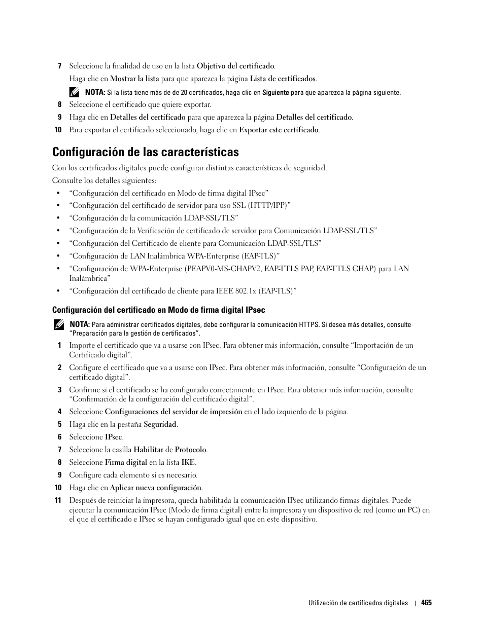 Configuración de las características | Dell C2665dnf Color Laser Printer User Manual | Page 467 / 614