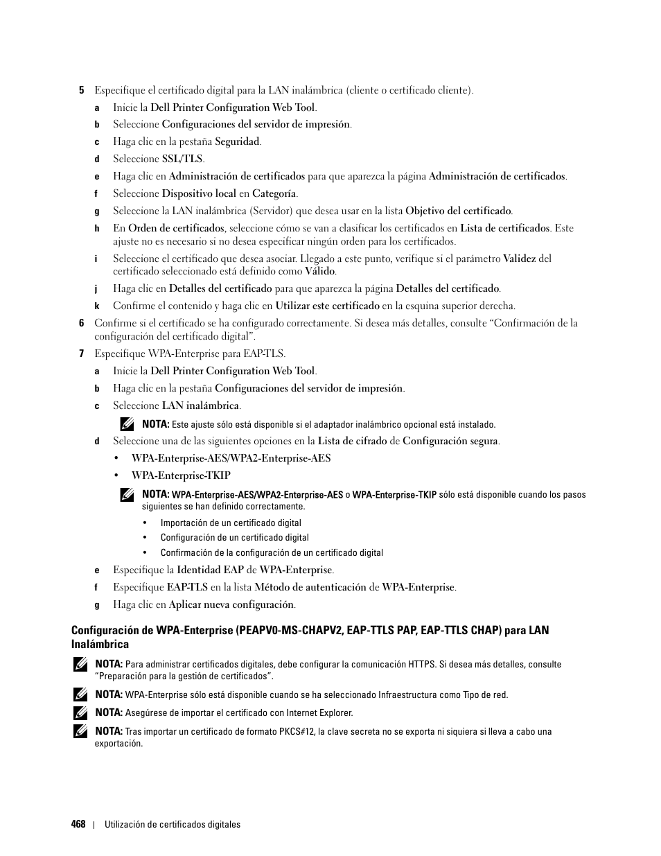 Eap-ttls chap) para lan inalámbrica, Inalámbrica | Dell C2665dnf Color Laser Printer User Manual | Page 470 / 614