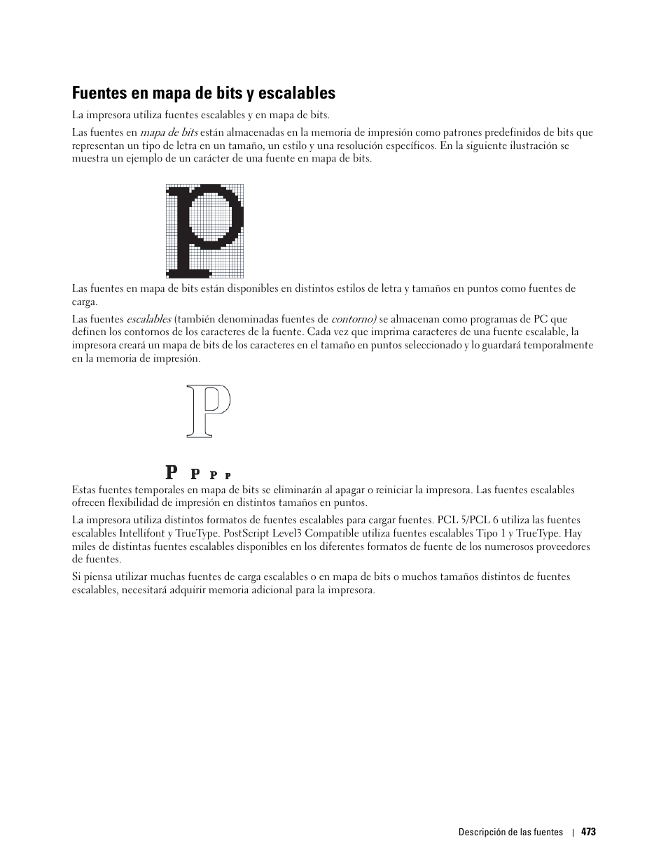 Fuentes en mapa de bits y escalables | Dell C2665dnf Color Laser Printer User Manual | Page 475 / 614