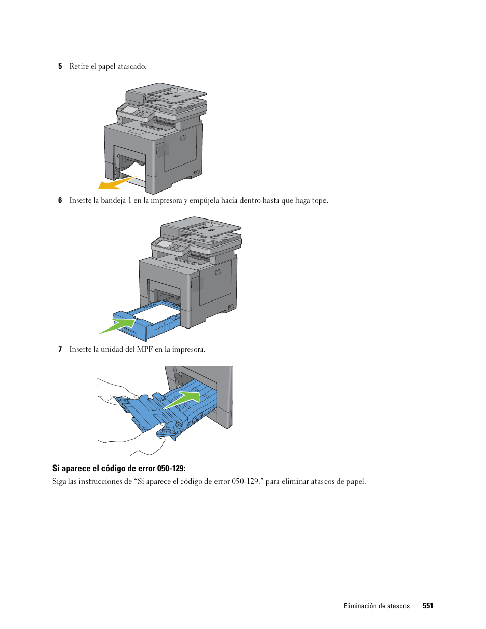 Si aparece el código de error 050-129 | Dell C2665dnf Color Laser Printer User Manual | Page 553 / 614