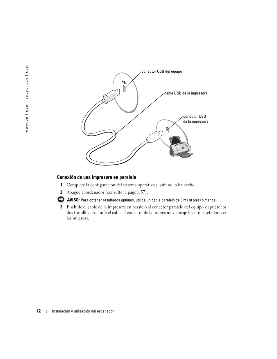 Conexión de una impresora en paralelo | Dell Dimension 5000 User Manual | Page 12 / 144