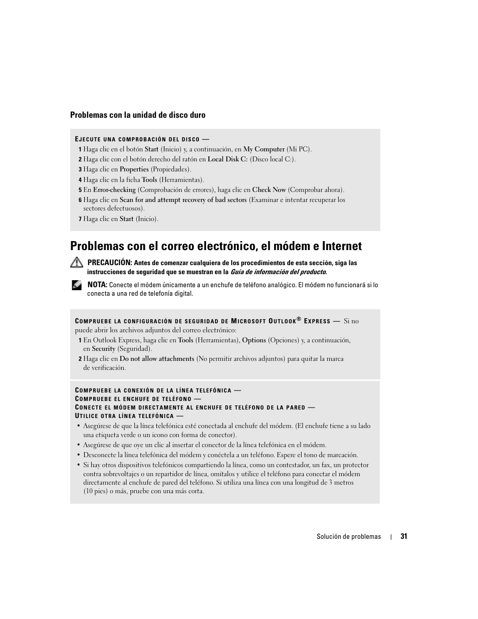 Problemas con la unidad de disco duro | Dell Dimension 5000 User Manual | Page 31 / 144
