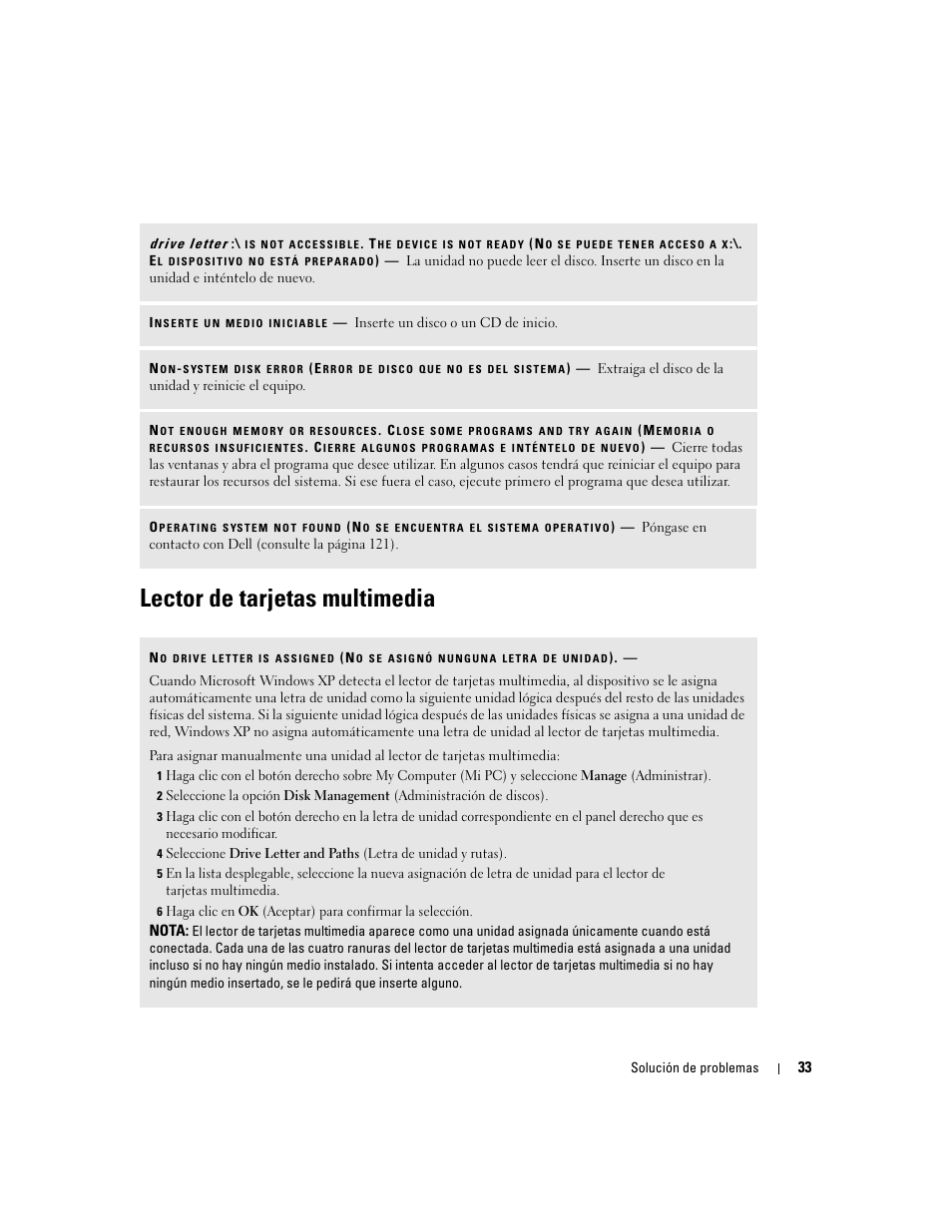 Lector de tarjetas multimedia | Dell Dimension 5000 User Manual | Page 33 / 144