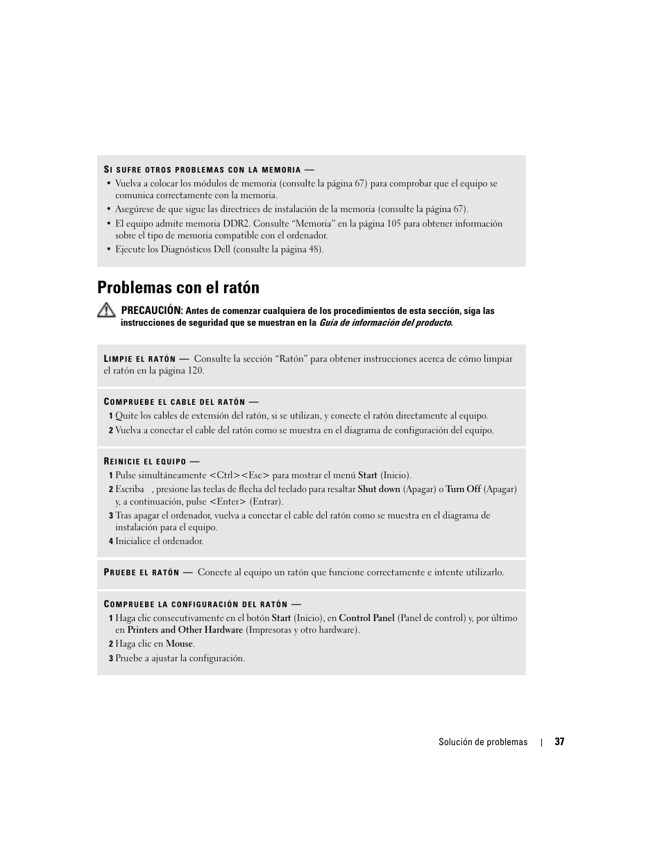 Problemas con el ratón | Dell Dimension 5000 User Manual | Page 37 / 144