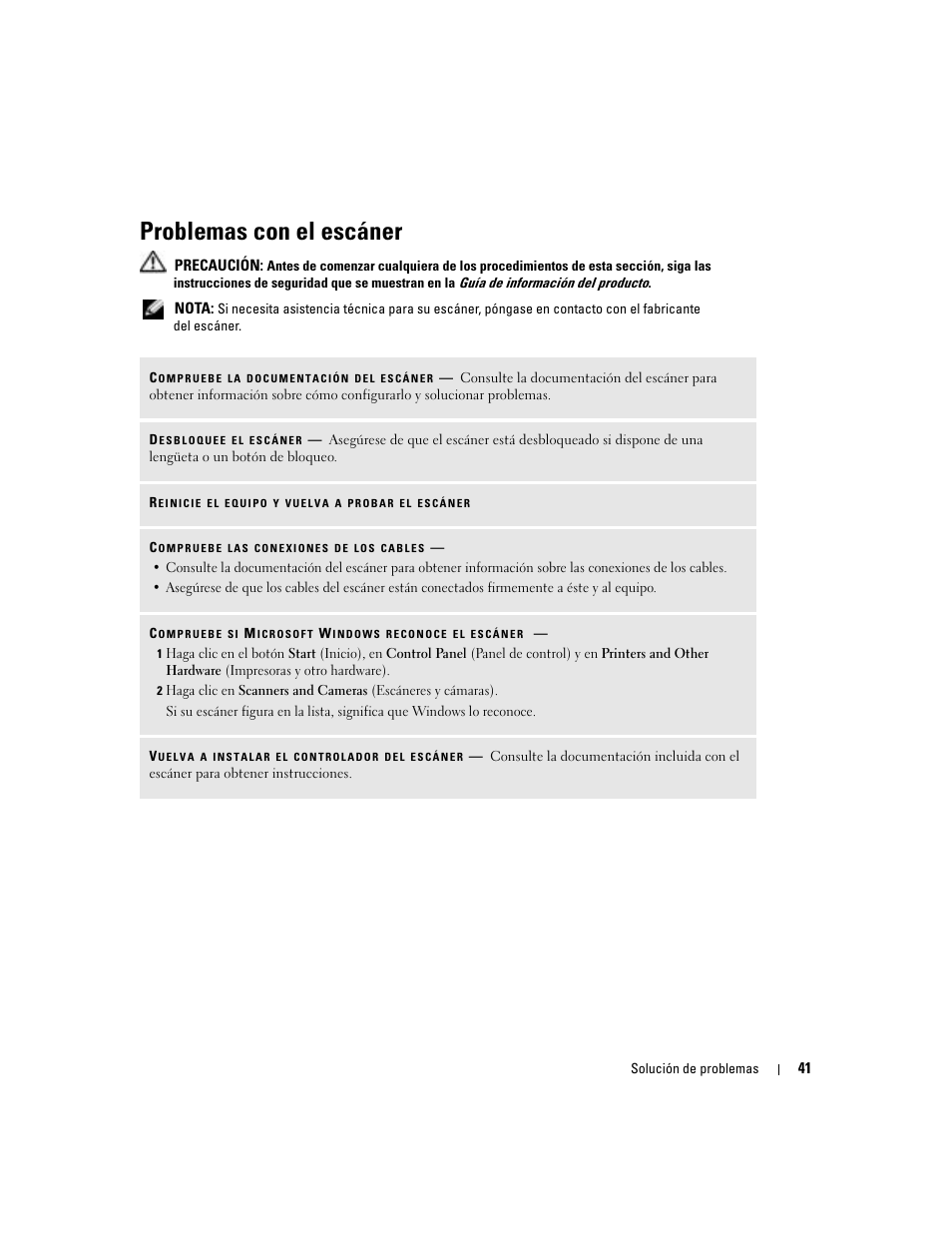 Problemas con el escáner | Dell Dimension 5000 User Manual | Page 41 / 144