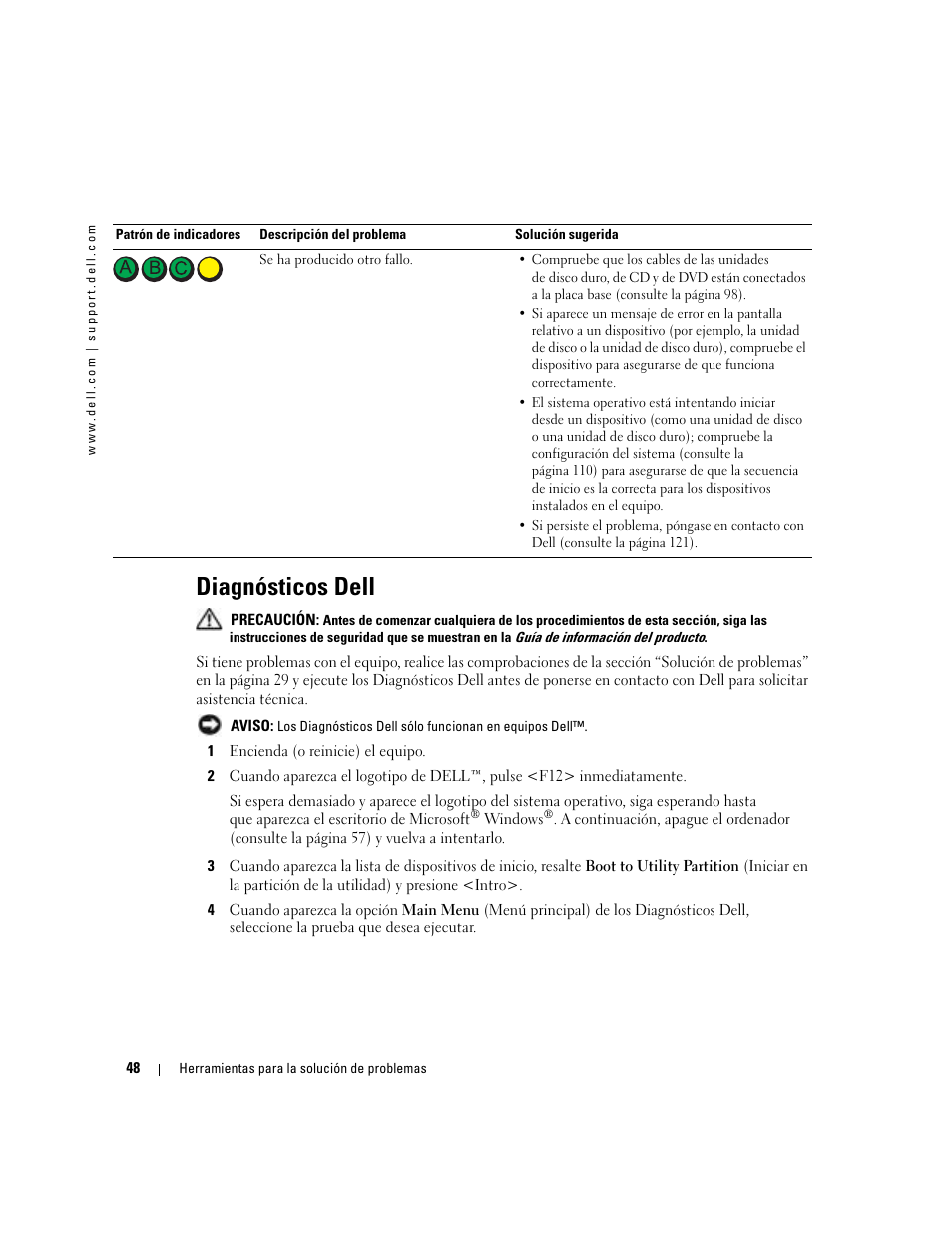 Diagnósticos dell | Dell Dimension 5000 User Manual | Page 48 / 144