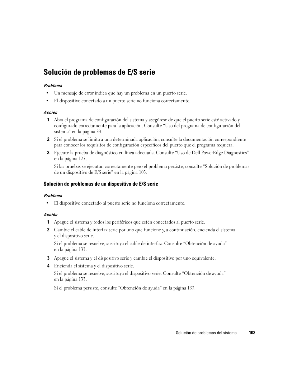 Solución de problemas de e/s serie | Dell POWEREDGE 840 User Manual | Page 103 / 172