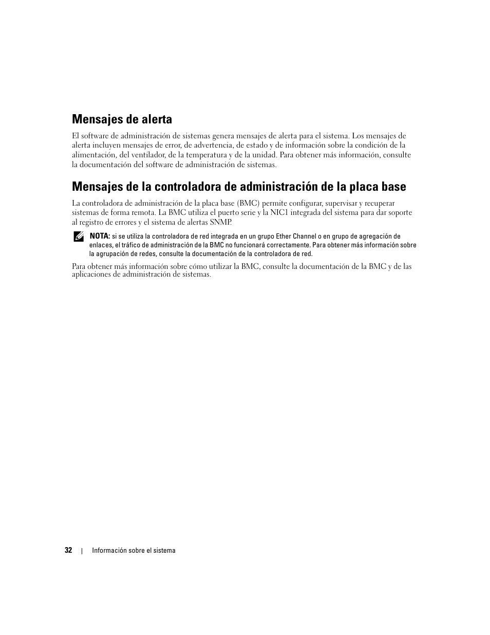 Mensajes de alerta | Dell POWEREDGE 840 User Manual | Page 32 / 172