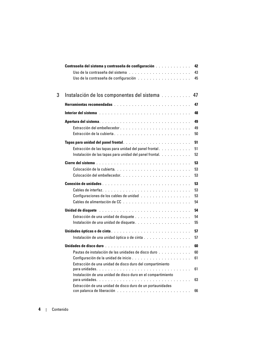 3instalación de los componentes del sistema | Dell POWEREDGE 840 User Manual | Page 4 / 172