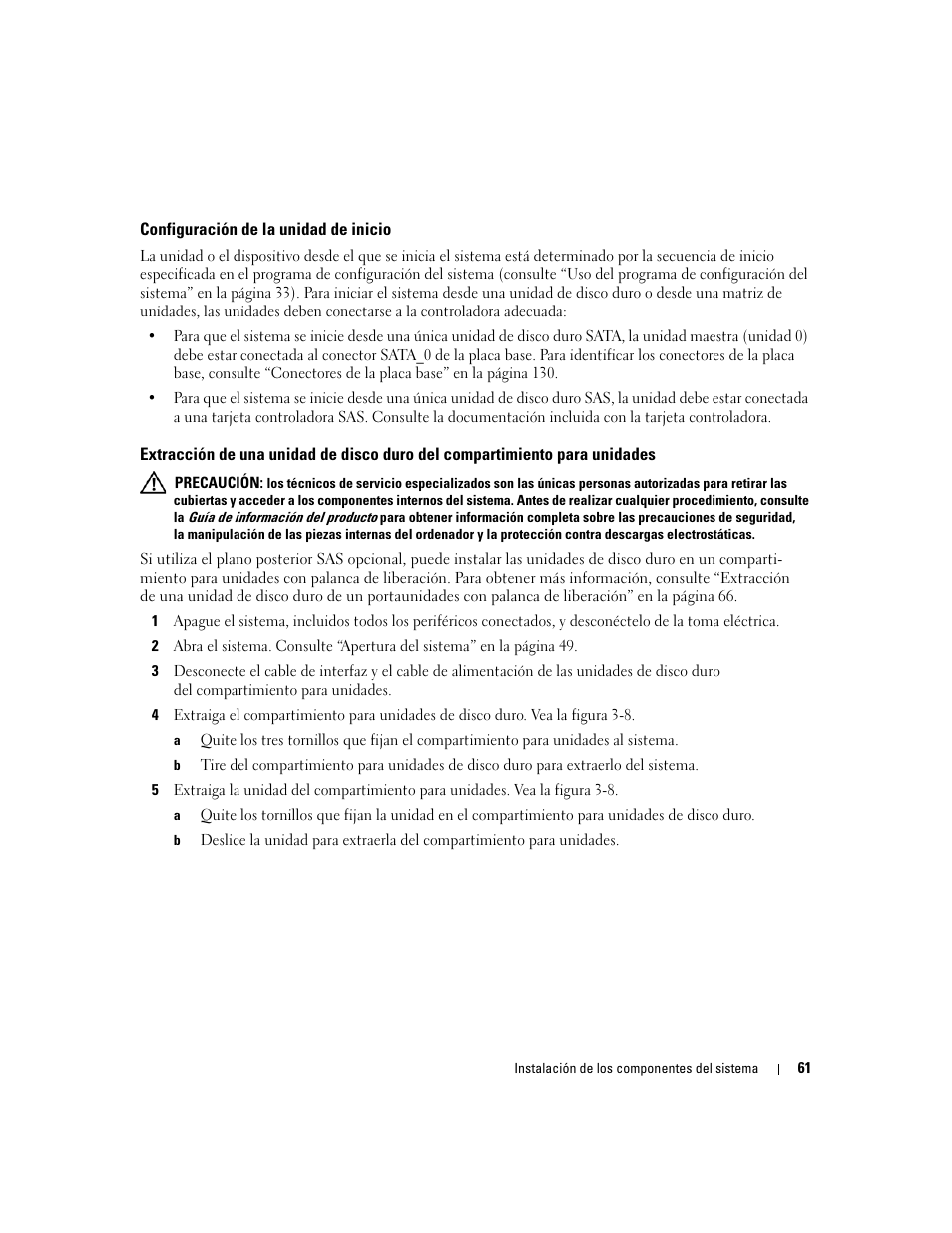 Configuración de la unidad de inicio | Dell POWEREDGE 840 User Manual | Page 61 / 172