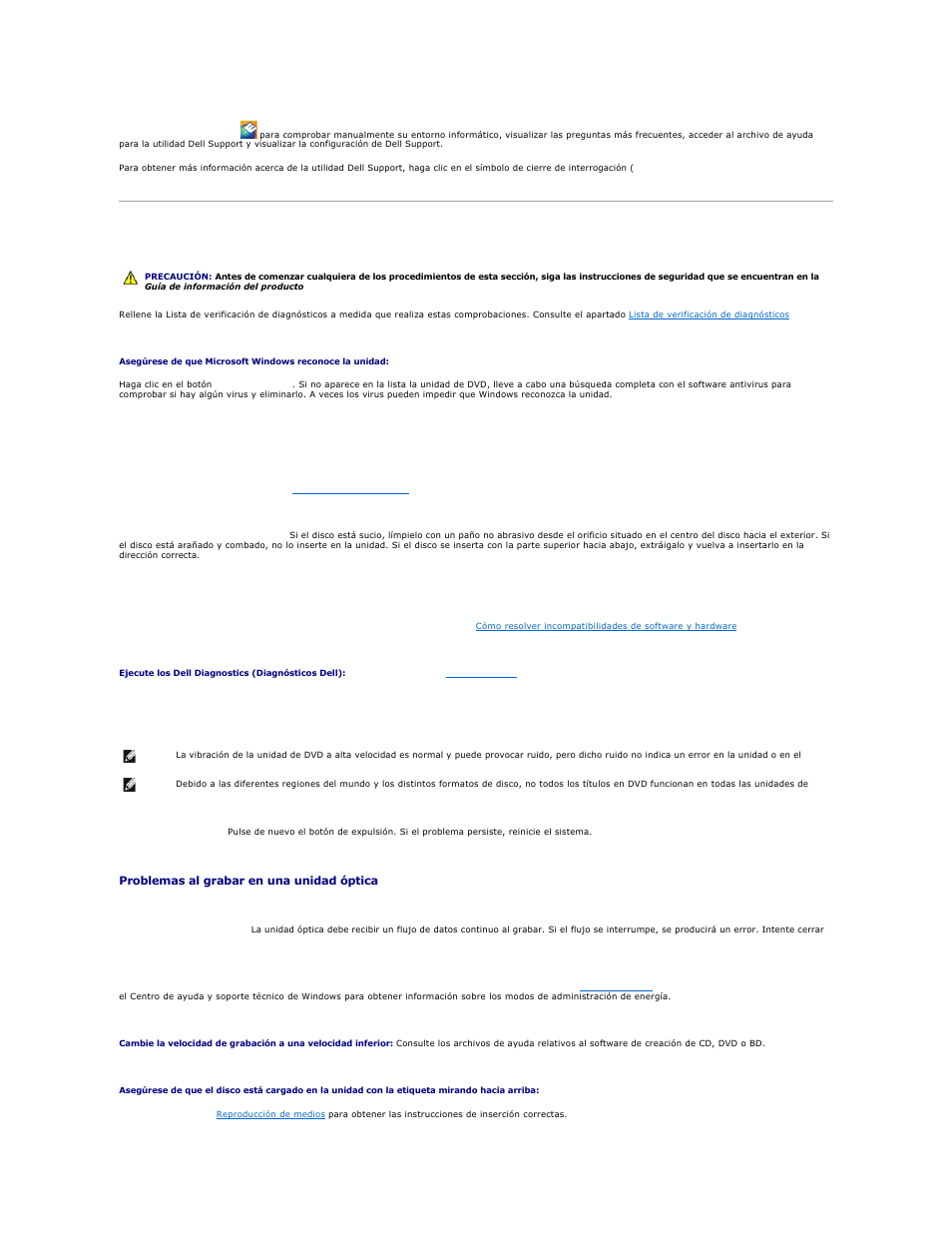 Problemas con la unidad, Problemas con la unidad de dvd | Dell XPS M2010 (MXP061, Mid 2006) User Manual | Page 105 / 119