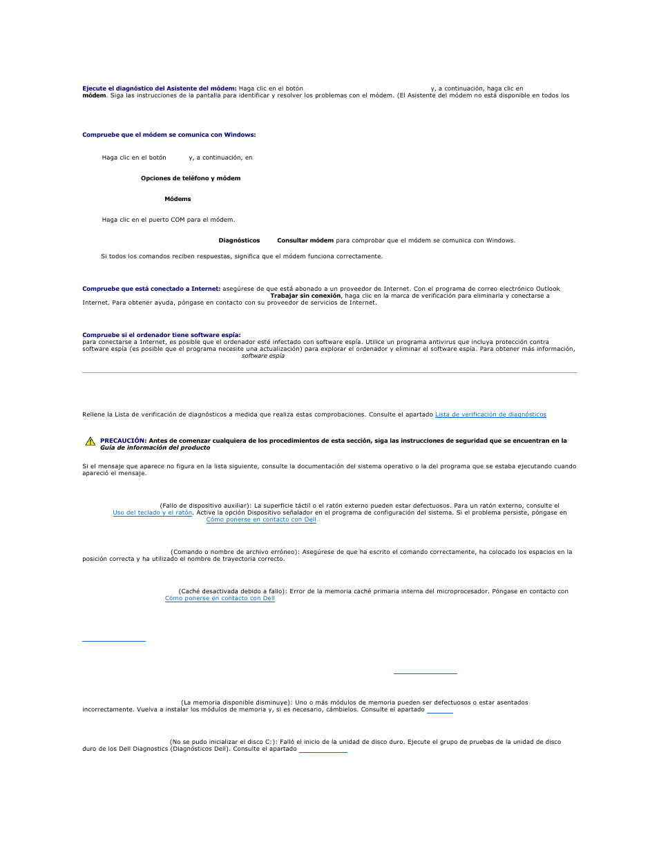 Mensajes de error | Dell XPS M2010 (MXP061, Mid 2006) User Manual | Page 107 / 119