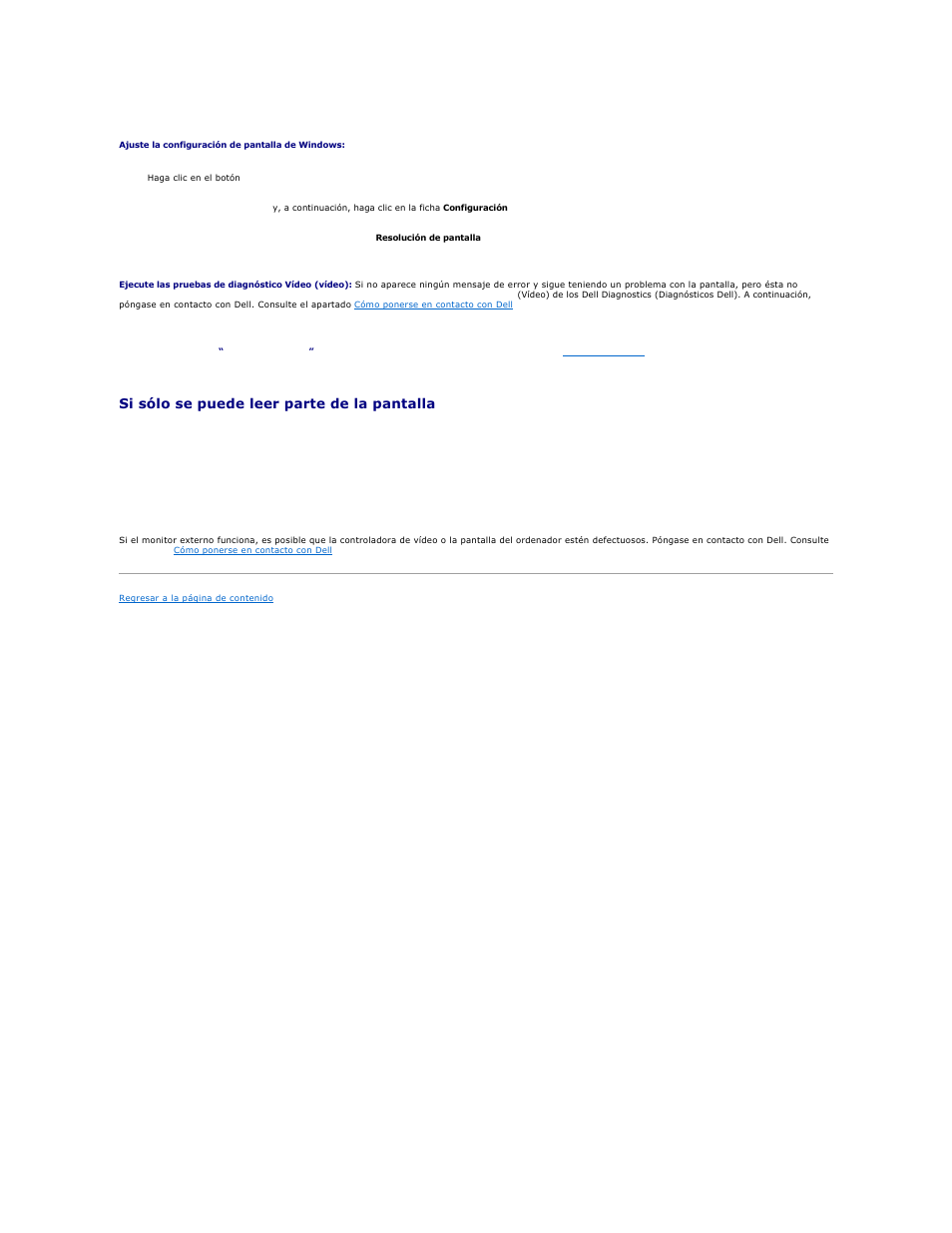 Si sólo se puede leer parte de la pantalla | Dell XPS M2010 (MXP061, Mid 2006) User Manual | Page 119 / 119