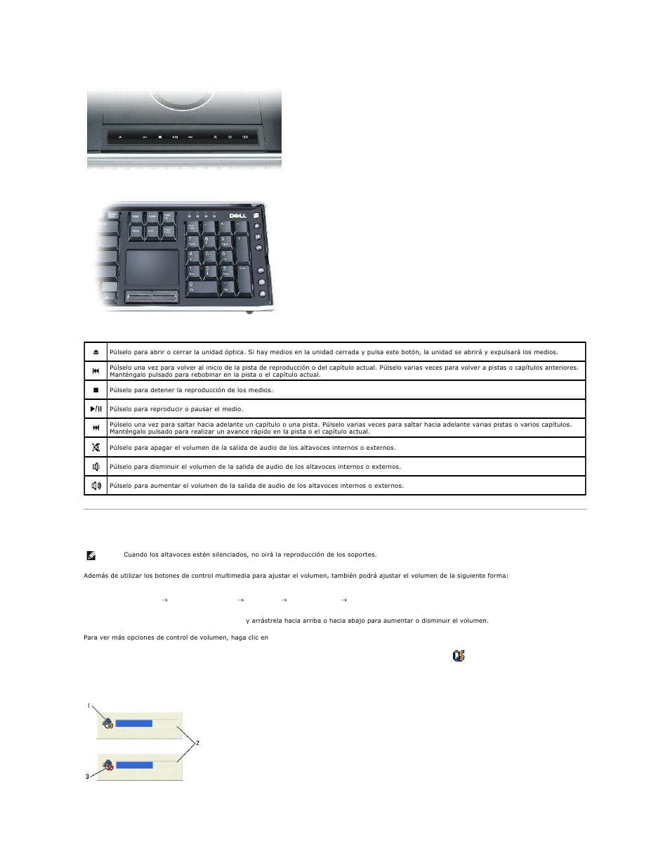 Ajuste del volumen | Dell XPS M2010 (MXP061, Mid 2006) User Manual | Page 57 / 119