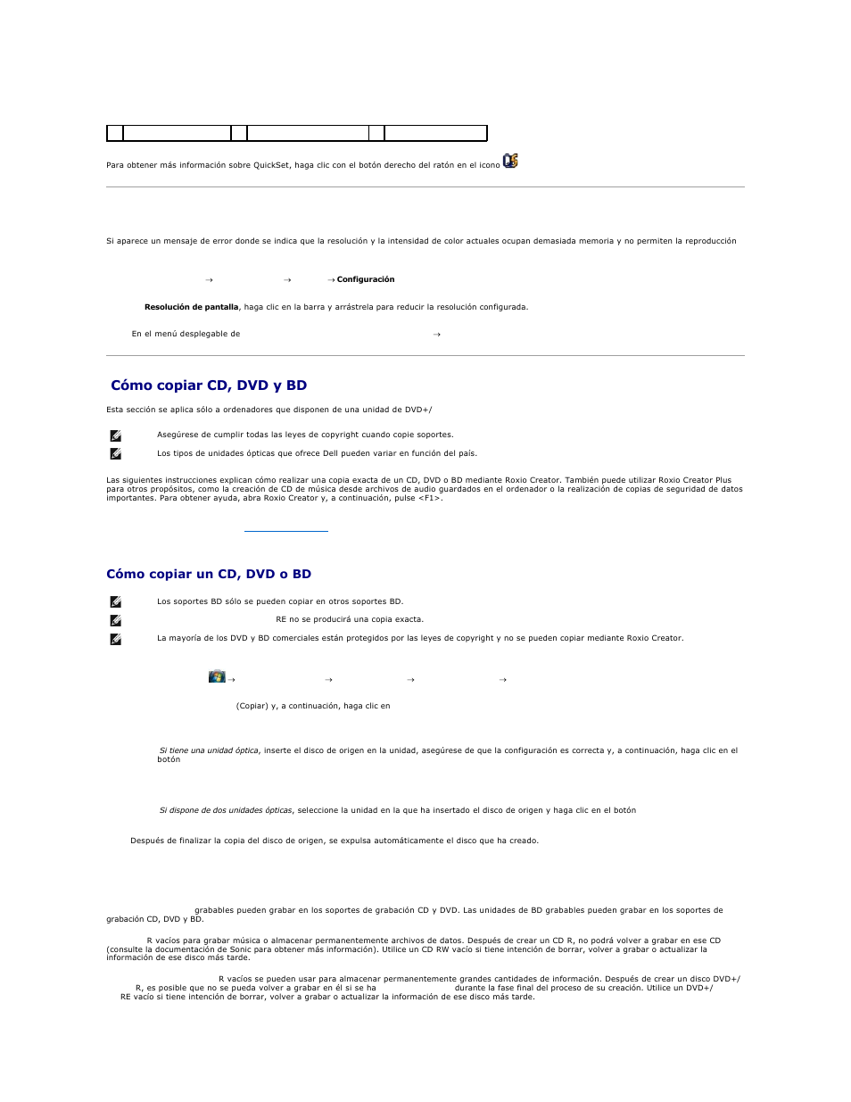 Ajuste de la imagen, Cómo copiar cd, dvd y bd, Cómo copiar un cd, dvd o bd | Uso de cd, dvd y bd | Dell XPS M2010 (MXP061, Mid 2006) User Manual | Page 58 / 119