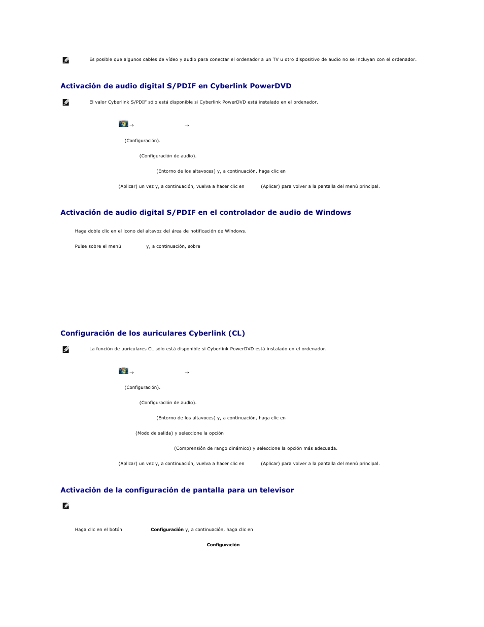 Configuración de los auriculares cyberlink (cl) | Dell XPS M2010 (MXP061, Mid 2006) User Manual | Page 63 / 119