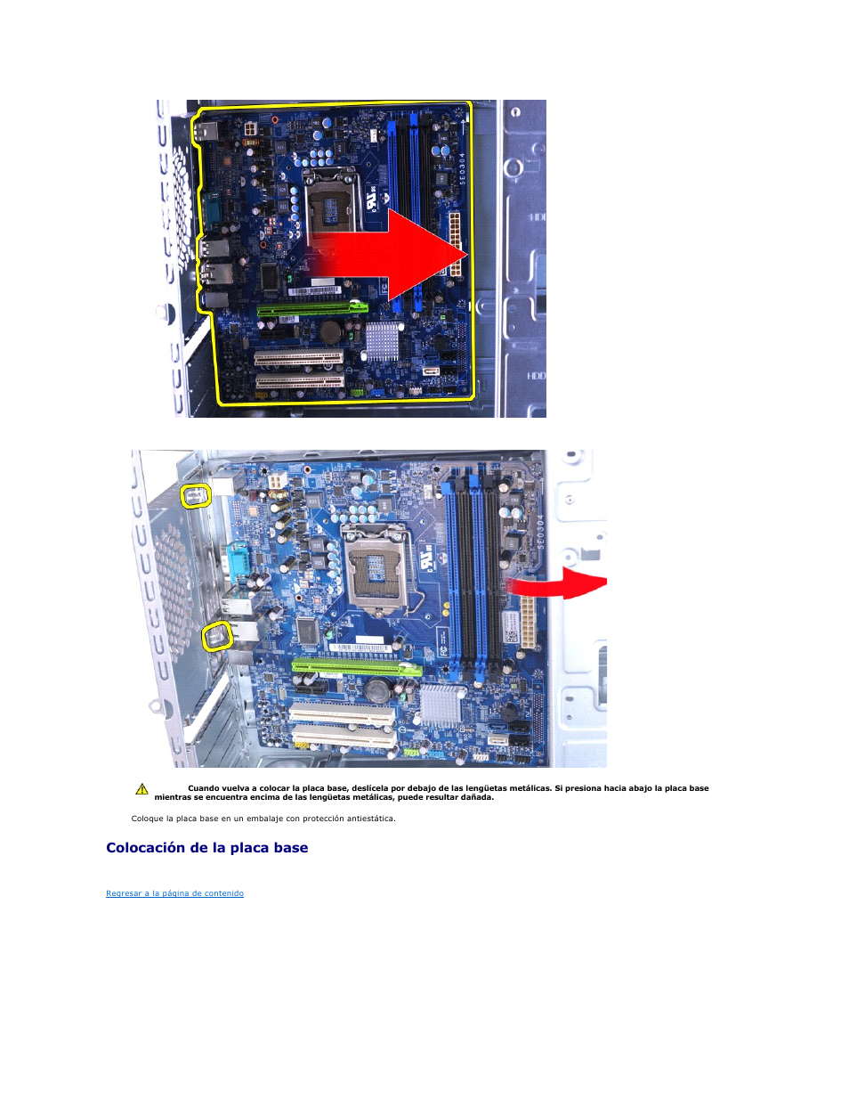 Colocación de la placa base | Dell Vostro 430 (Late 2009) User Manual | Page 40 / 47