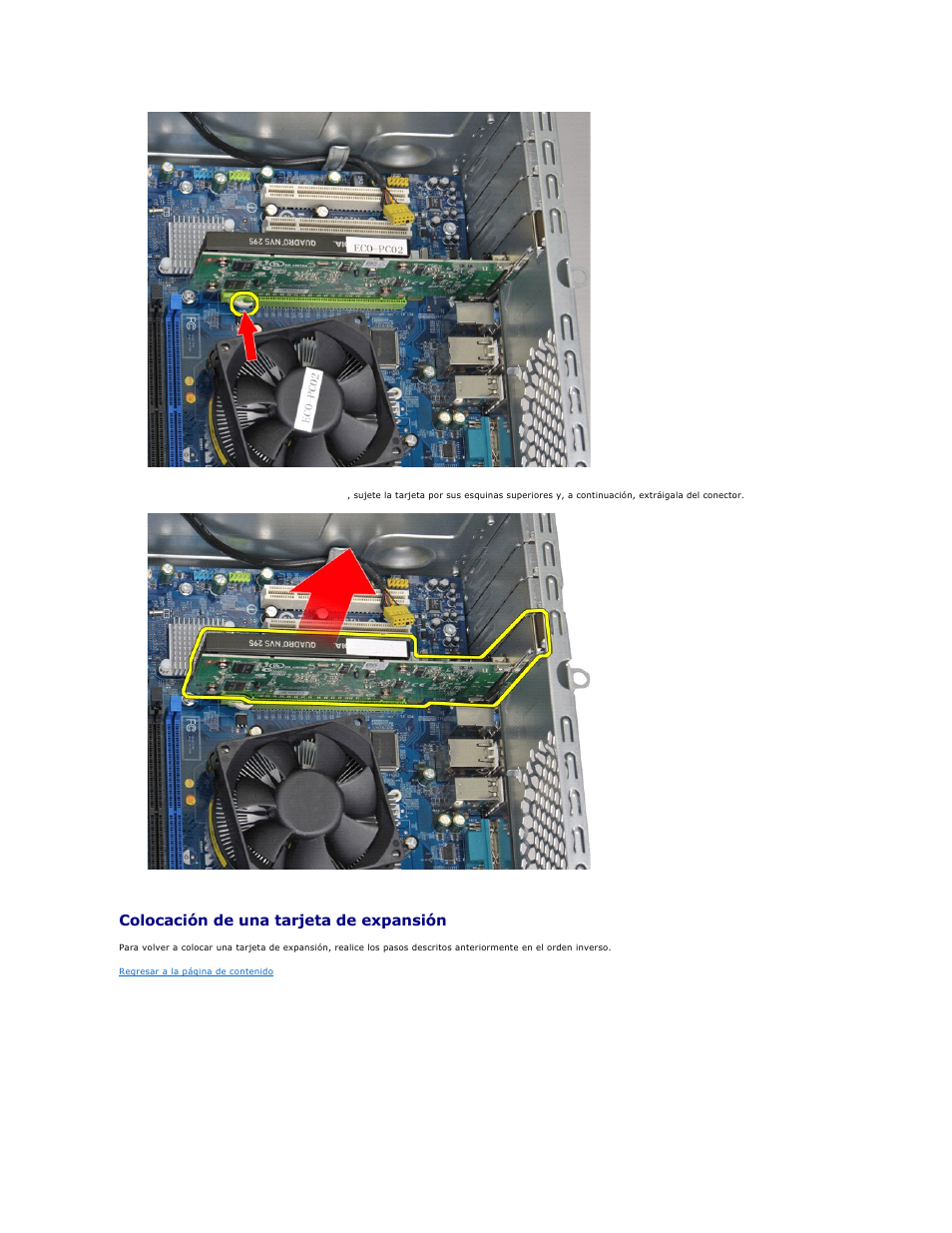 Colocación de una tarjeta de expansión | Dell Vostro 430 (Late 2009) User Manual | Page 44 / 47