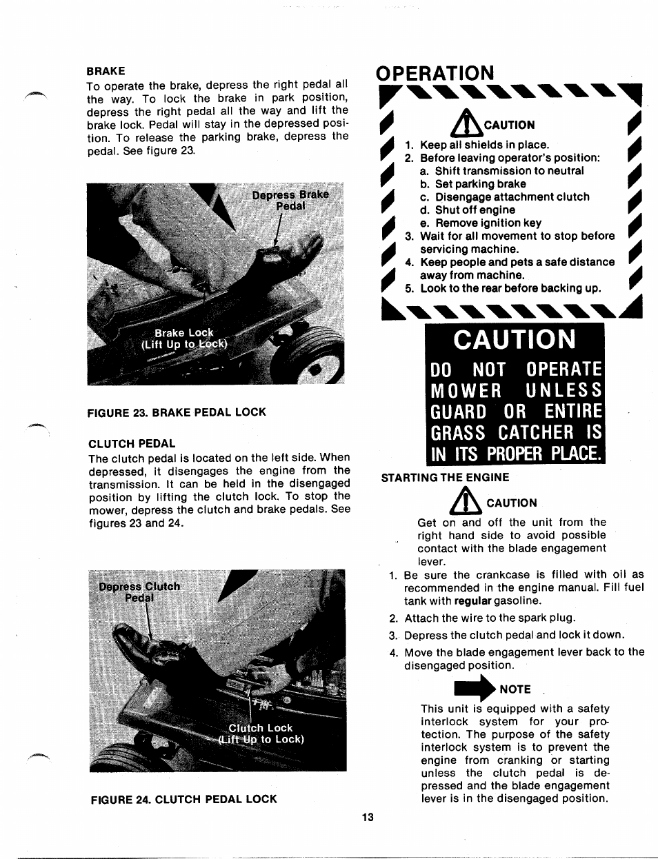 Caution, Ácaution, Operation | Bolens 131-410A User Manual | Page 13 / 36