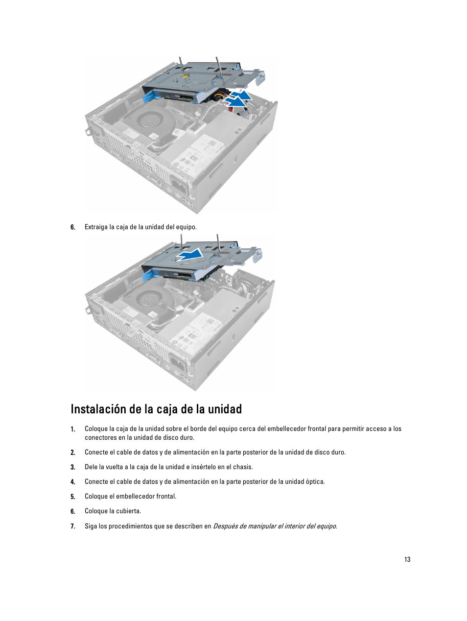 Instalación de la caja de la unidad | Dell OptiPlex 9010 (Mid 2012) User Manual | Page 13 / 69