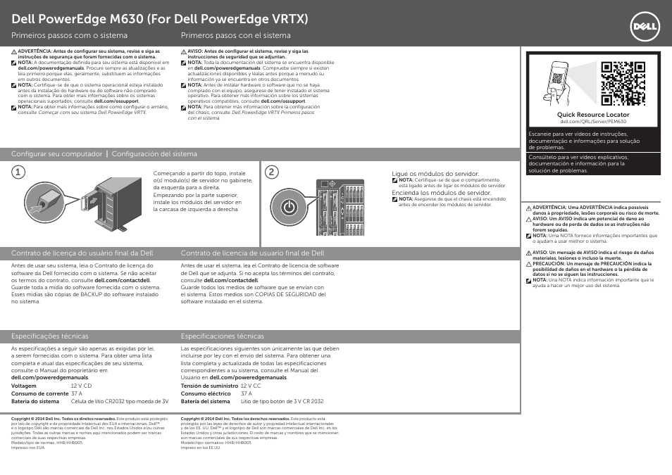 Dell poweredge m630 (for dell poweredge vrtx) | Dell PowerEdge M630 (for PE VRTX) User Manual | Page 2 / 2