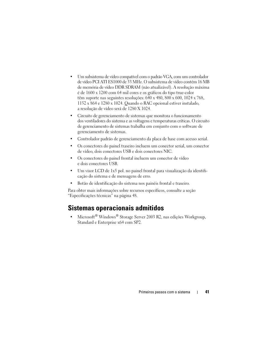 Sistemas operacionais admitidos | Dell PowerVault DP500 User Manual | Page 43 / 72