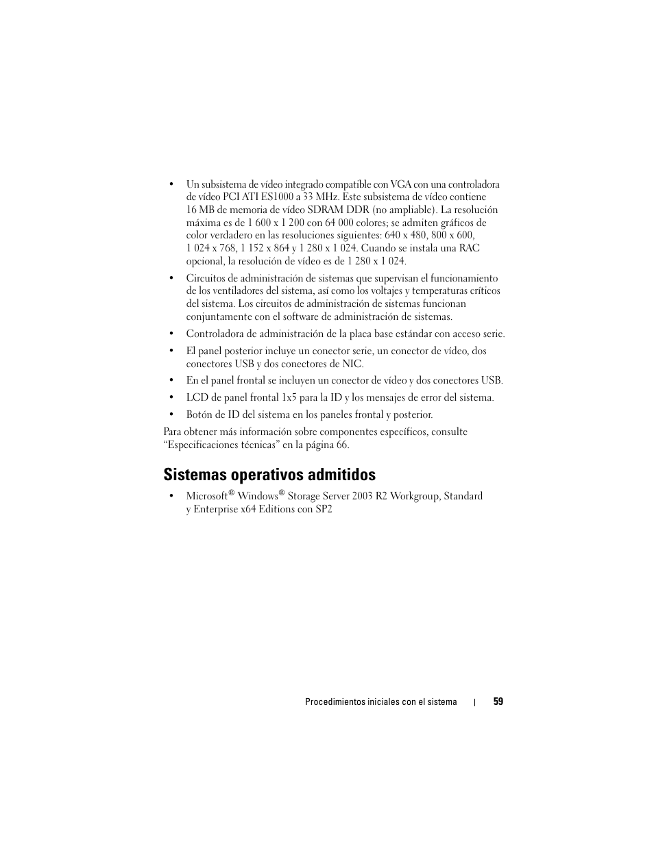 Sistemas operativos admitidos | Dell PowerVault DP500 User Manual | Page 61 / 72