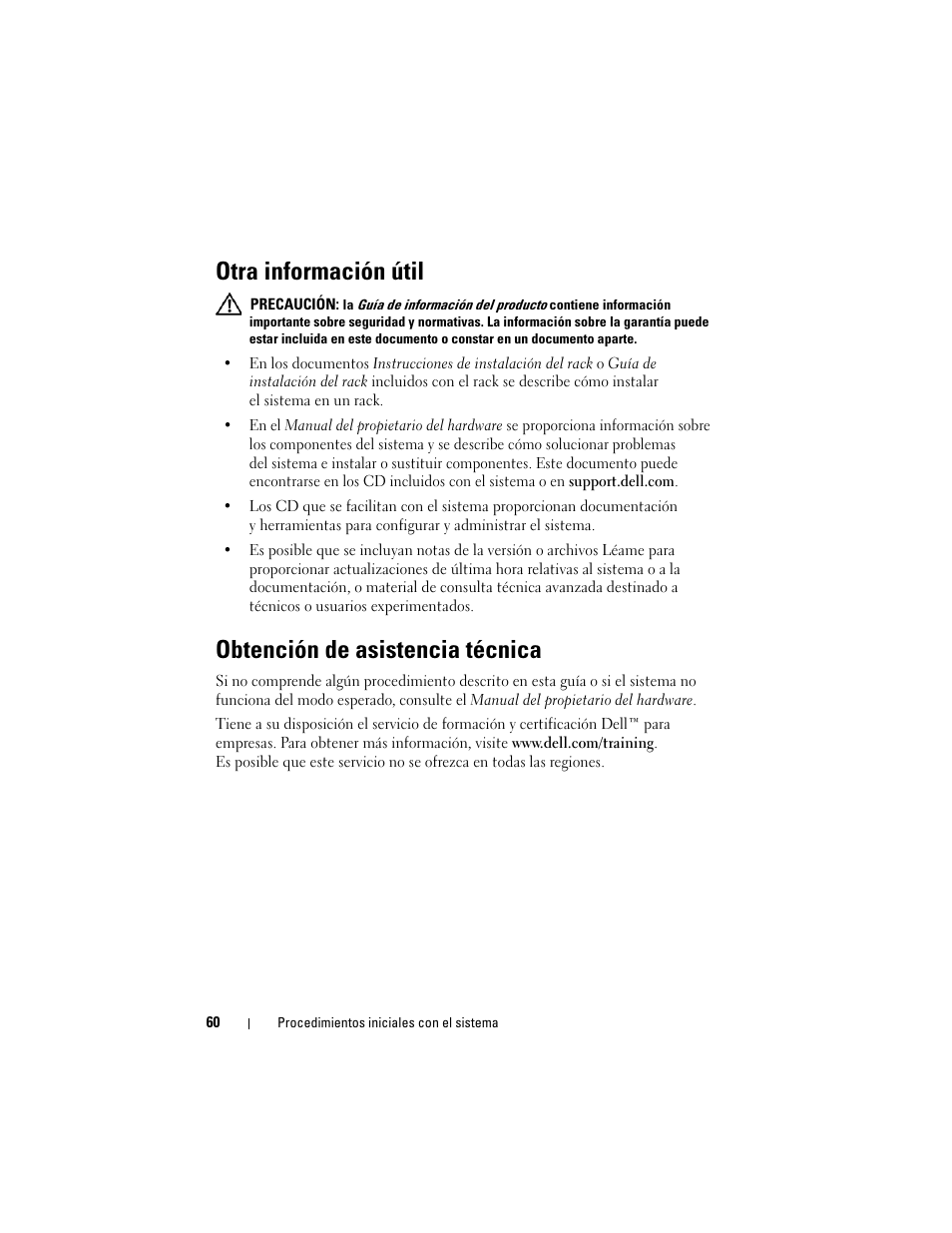 Otra información útil, Obtención de asistencia técnica | Dell PowerVault DP500 User Manual | Page 62 / 72