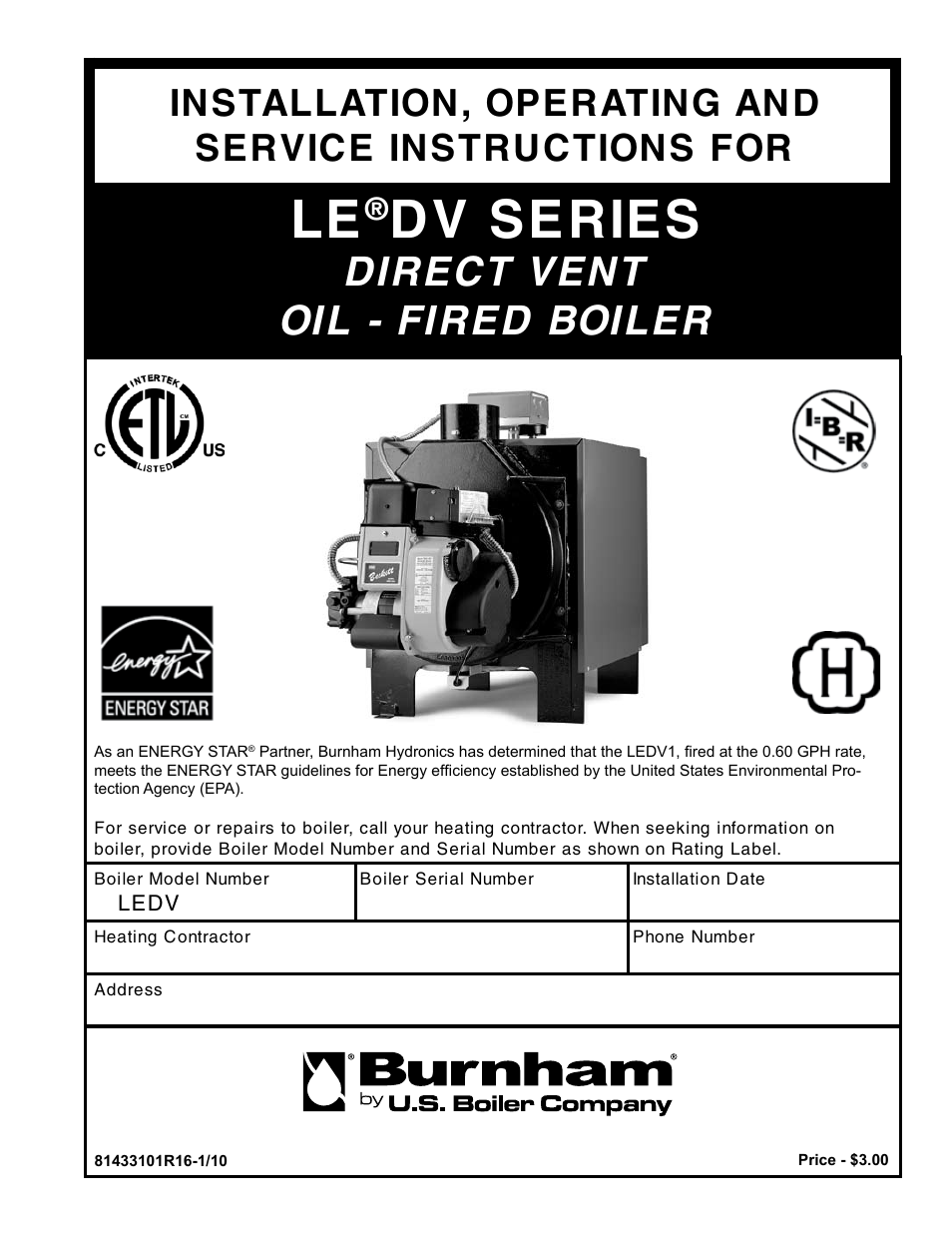 Burnham 81433101R16-1/10 User Manual | 40 pages