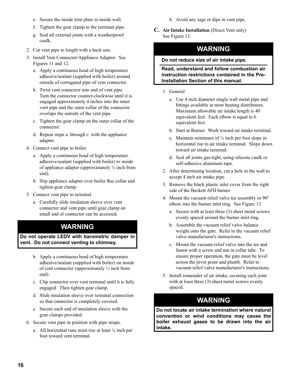 Warning | Burnham 81433101R16-1/10 User Manual | Page 16 / 40