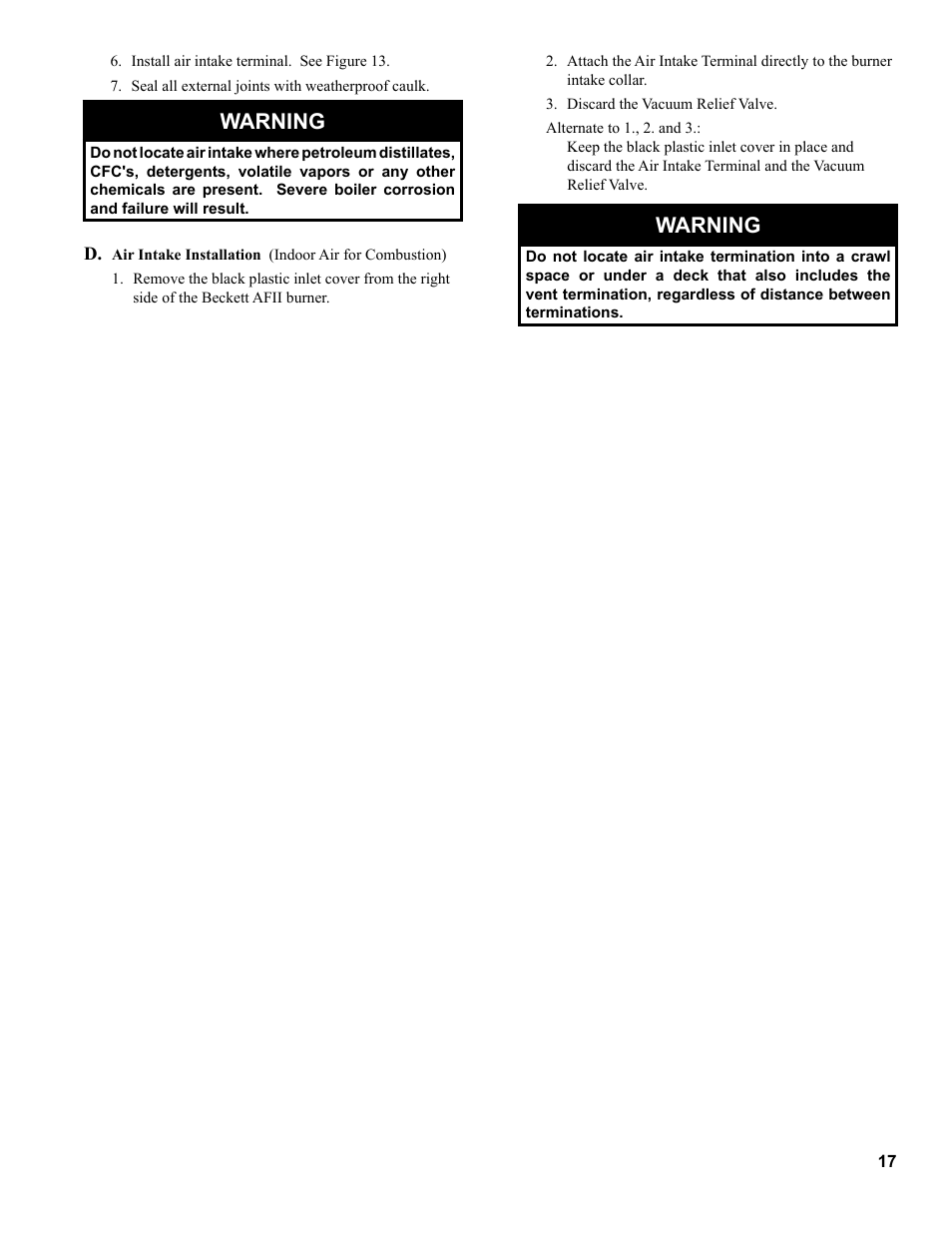 Warning | Burnham 81433101R16-1/10 User Manual | Page 17 / 40