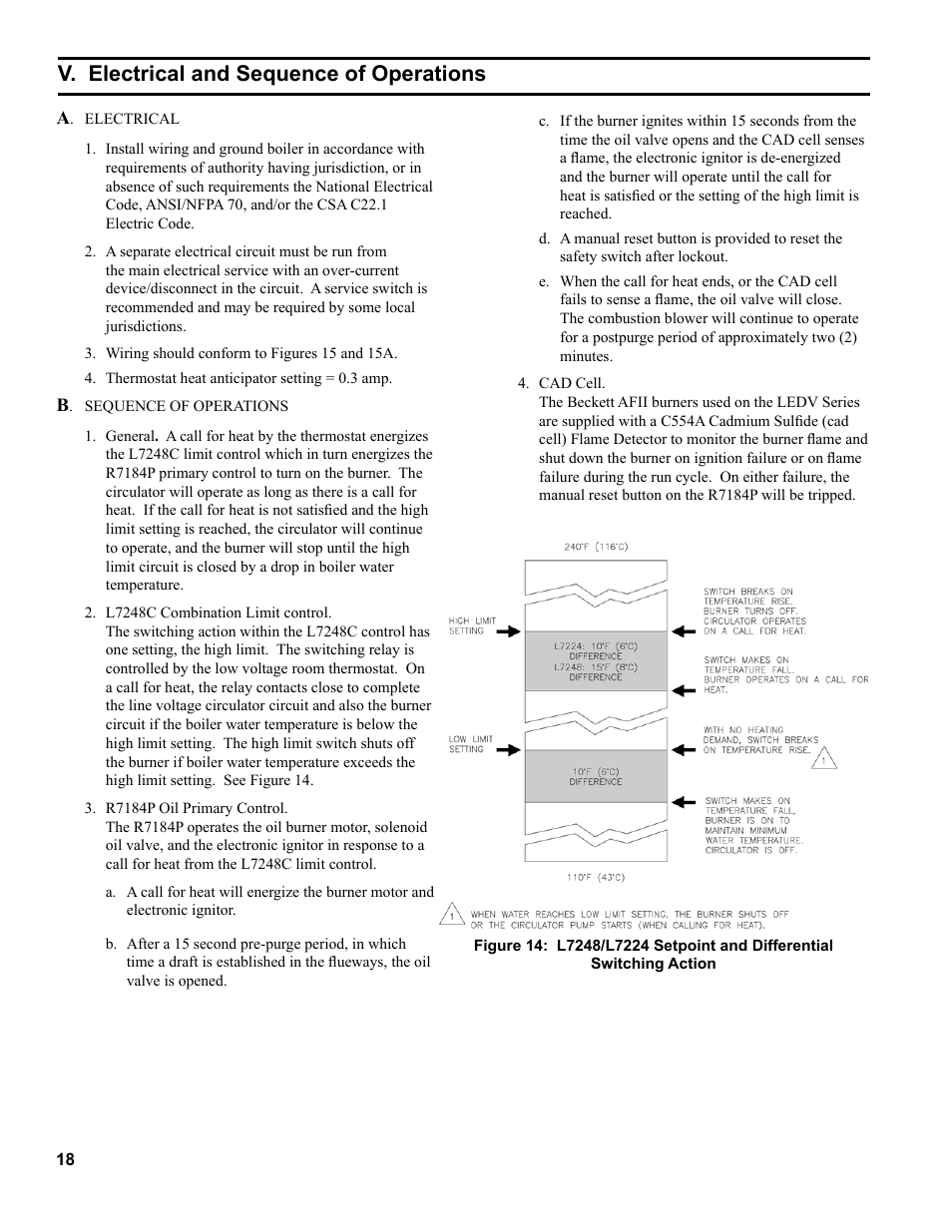 V. electrical and sequence of operations | Burnham 81433101R16-1/10 User Manual | Page 18 / 40