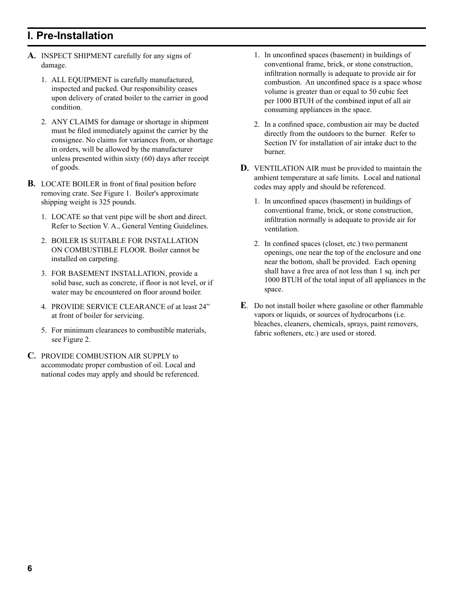 I. pre-installation | Burnham 81433101R16-1/10 User Manual | Page 6 / 40