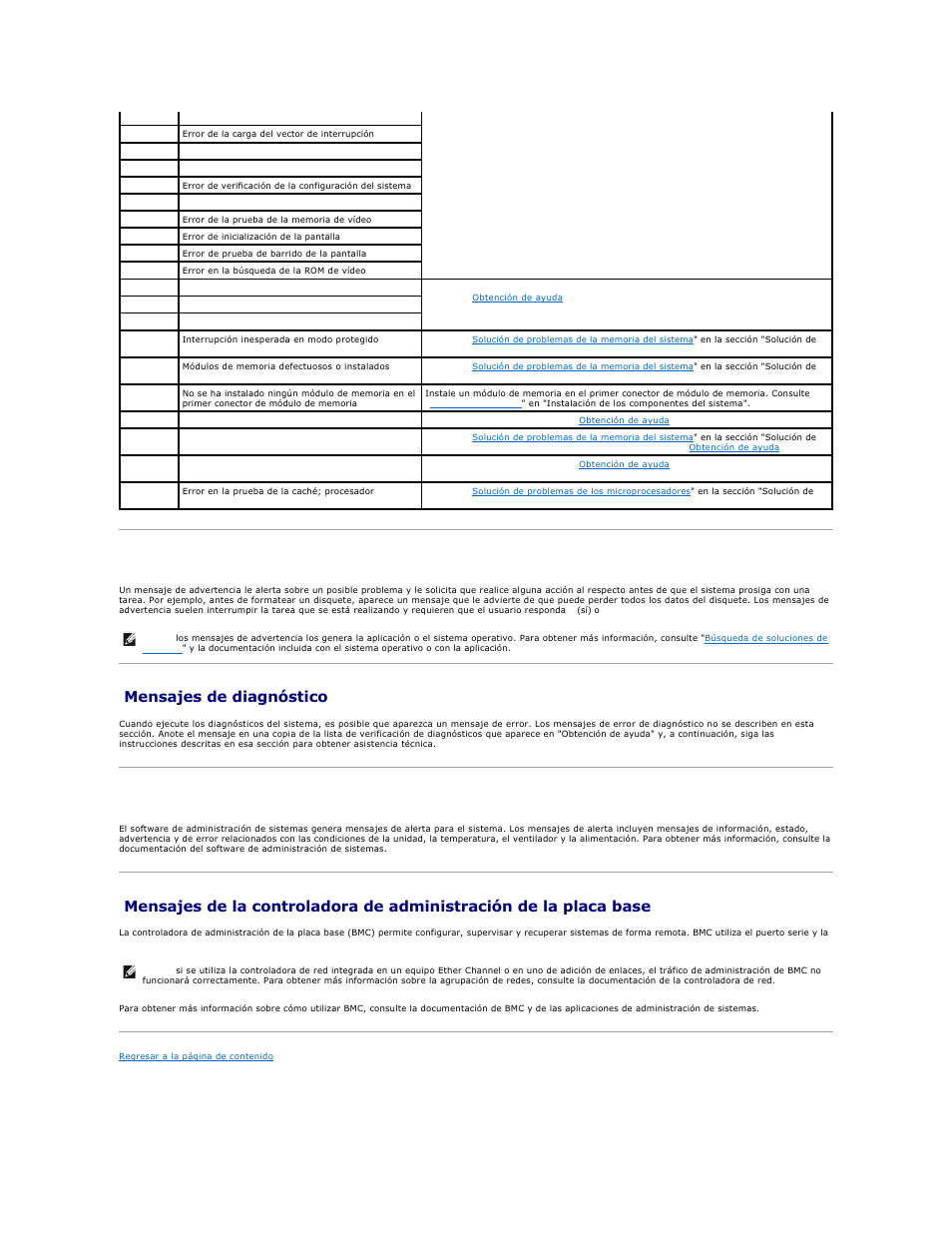 Mensajes de advertencia, Mensajes de diagnóstico, Mensajes de alerta | Dell PowerEdge 1850 User Manual | Page 28 / 81