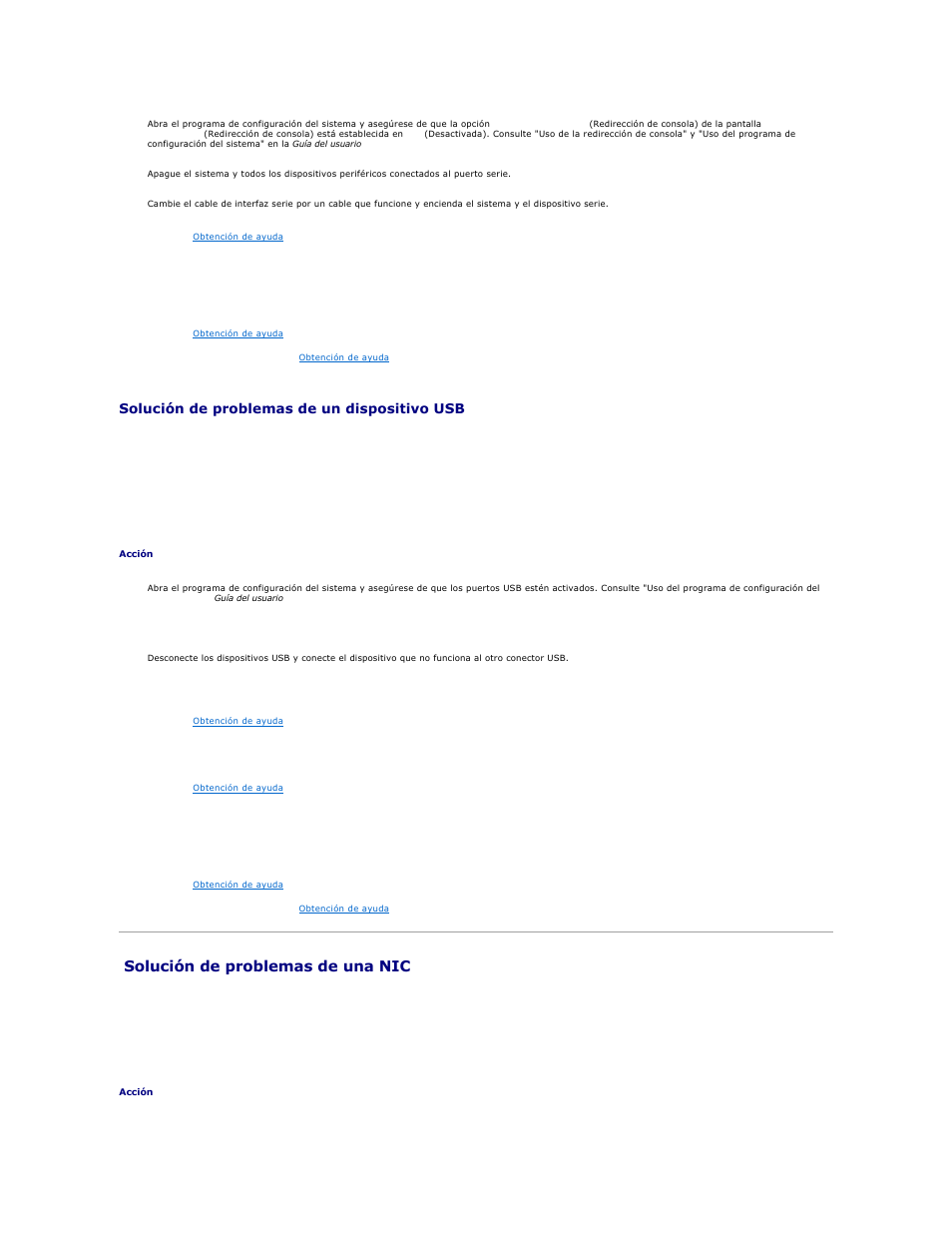 Solución de problemas de una nic, Solución de problemas de un dispositivo usb | Dell PowerEdge 1850 User Manual | Page 37 / 81
