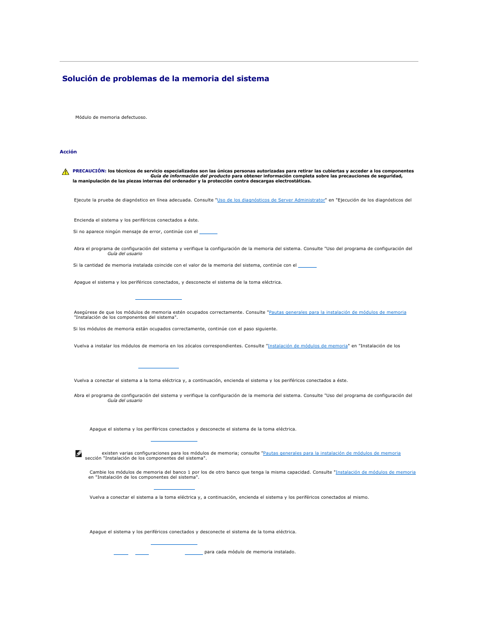 Solución de problemas de la memoria del sistema | Dell PowerEdge 1850 User Manual | Page 43 / 81