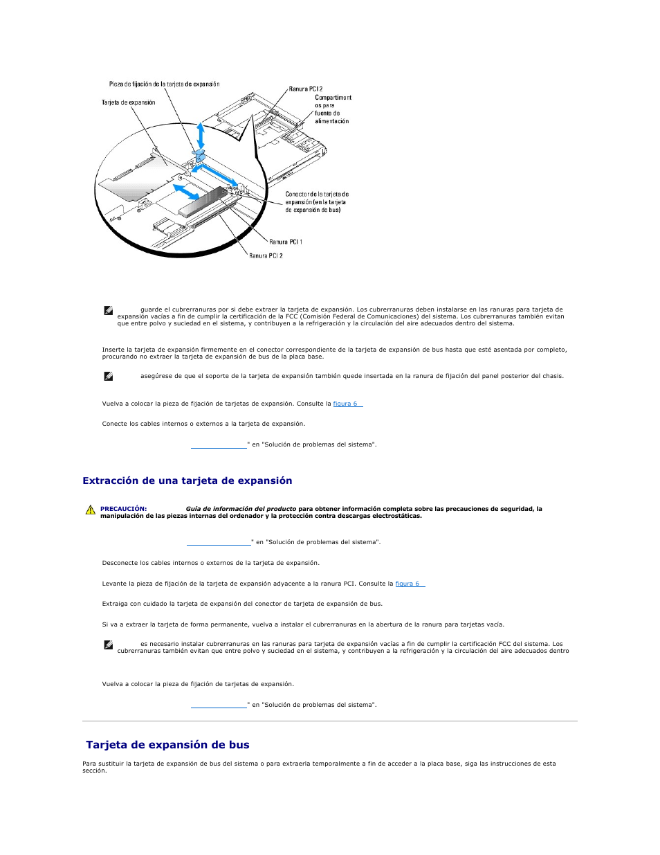Tarjeta de expansión de bus, Extracción de una tarjeta de expansión | Dell PowerEdge 1850 User Manual | Page 55 / 81