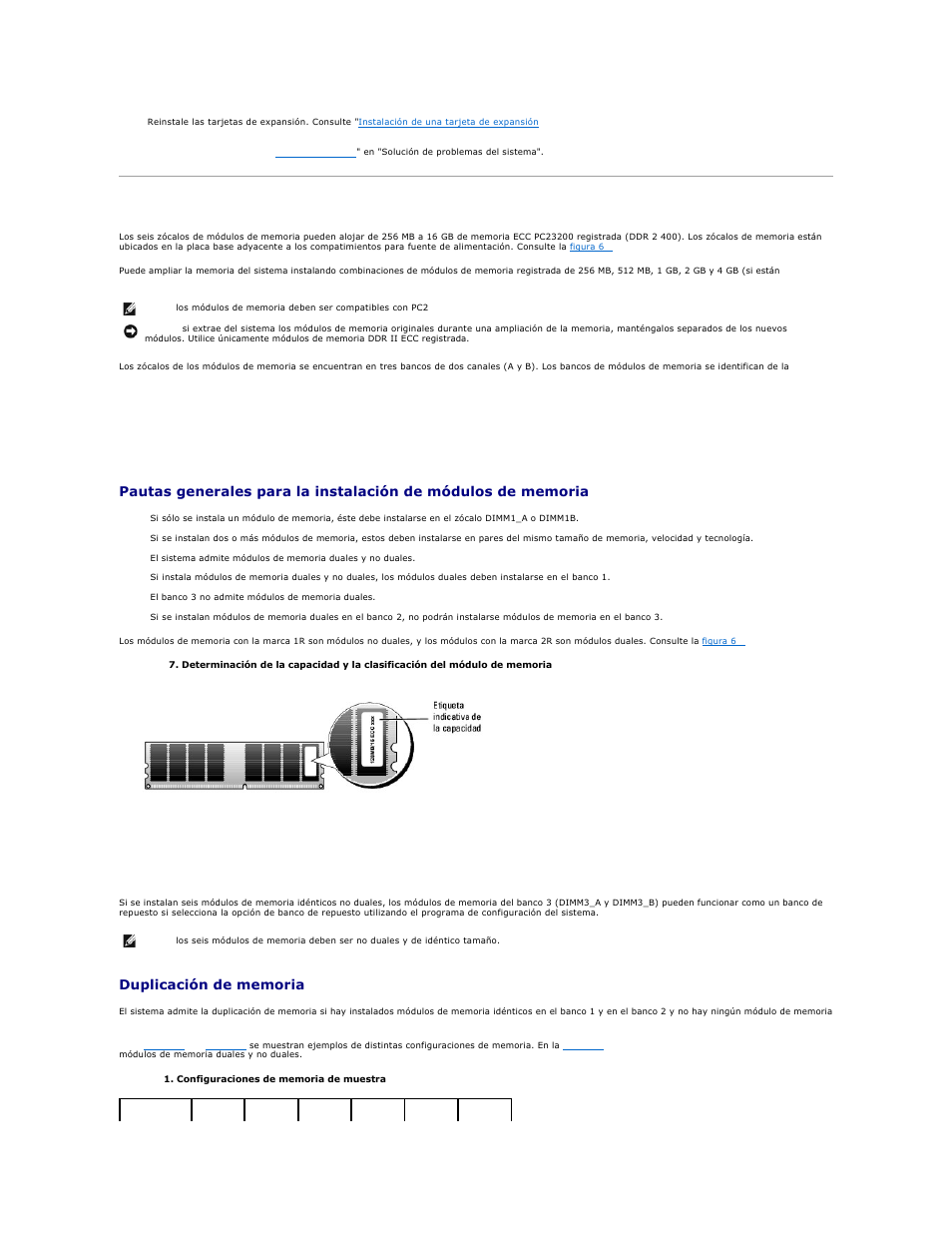 Memoria del sistema, Banco de repuesto | Dell PowerEdge 1850 User Manual | Page 57 / 81