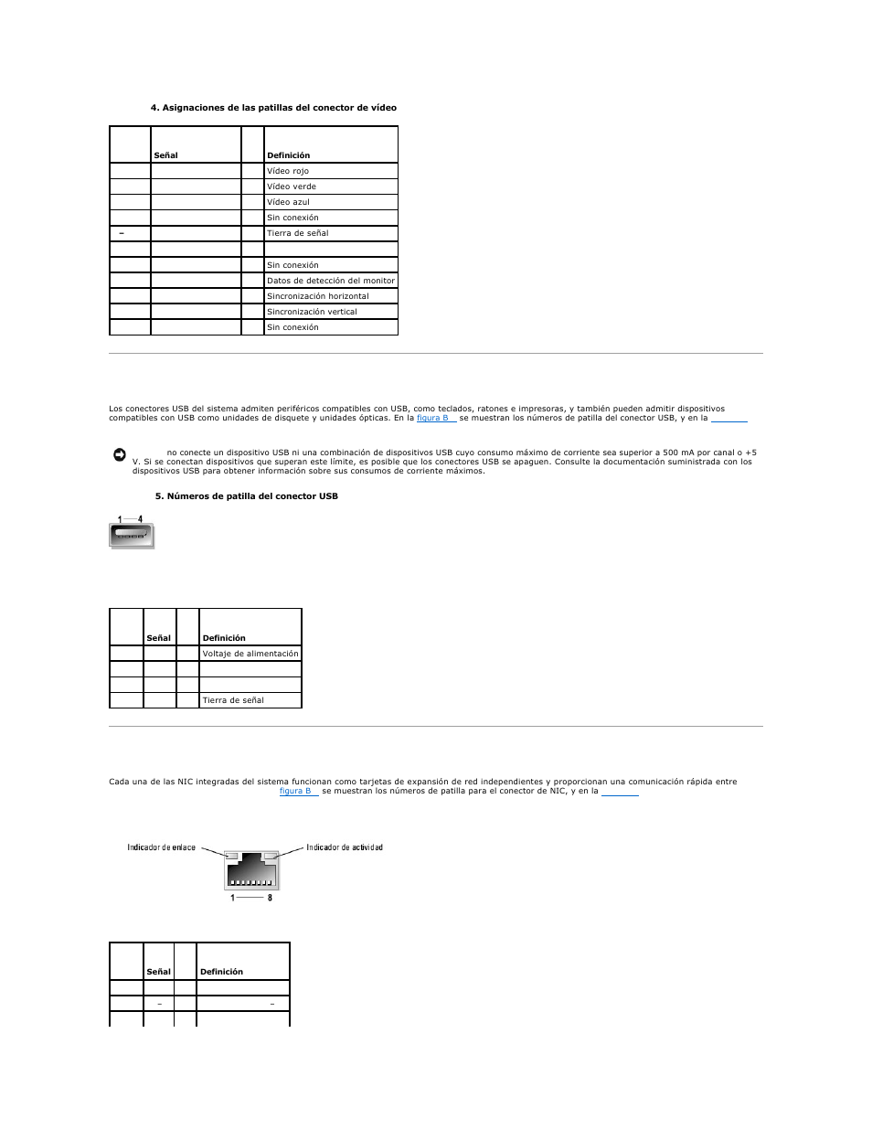 Conectores usb, Conectores de nic integrada, Tabla b-4 | Se definen las | Dell PowerEdge 1850 User Manual | Page 9 / 81