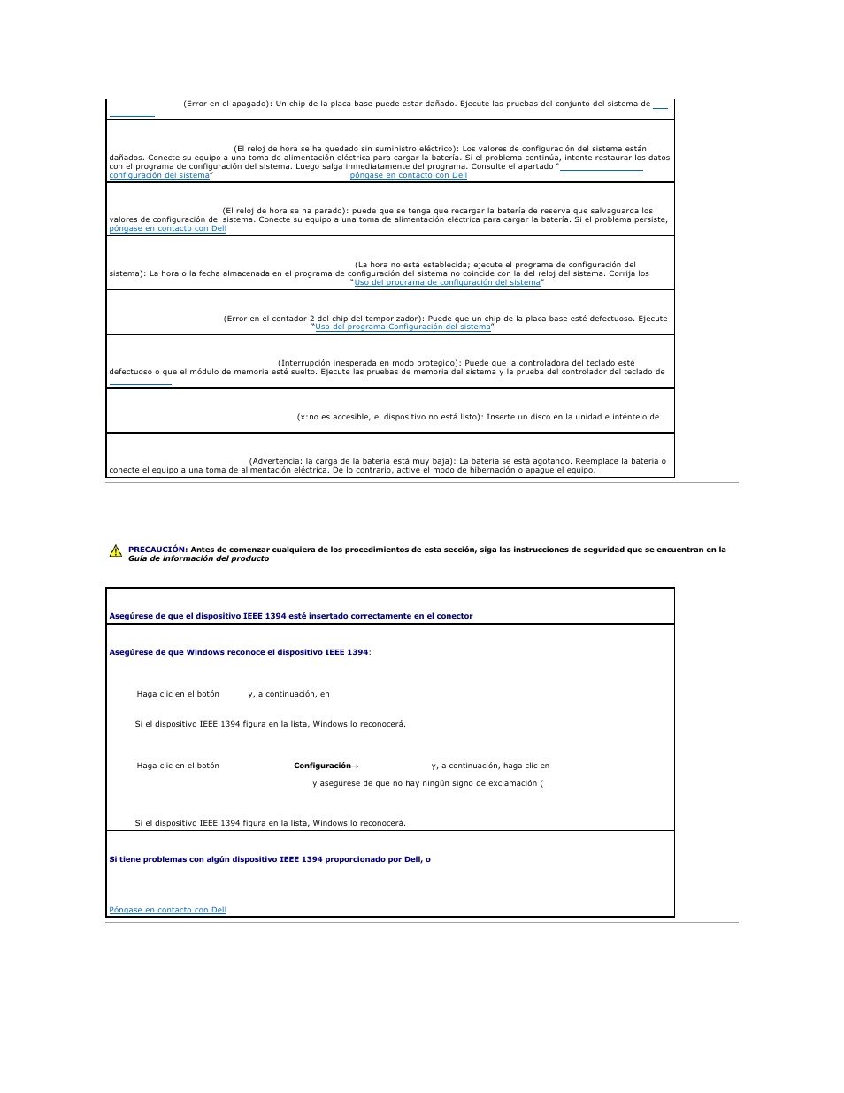 Problemas con dispositivos ieee 1394, Problemas con el teclado | Dell Precision M20 User Manual | Page 100 / 123