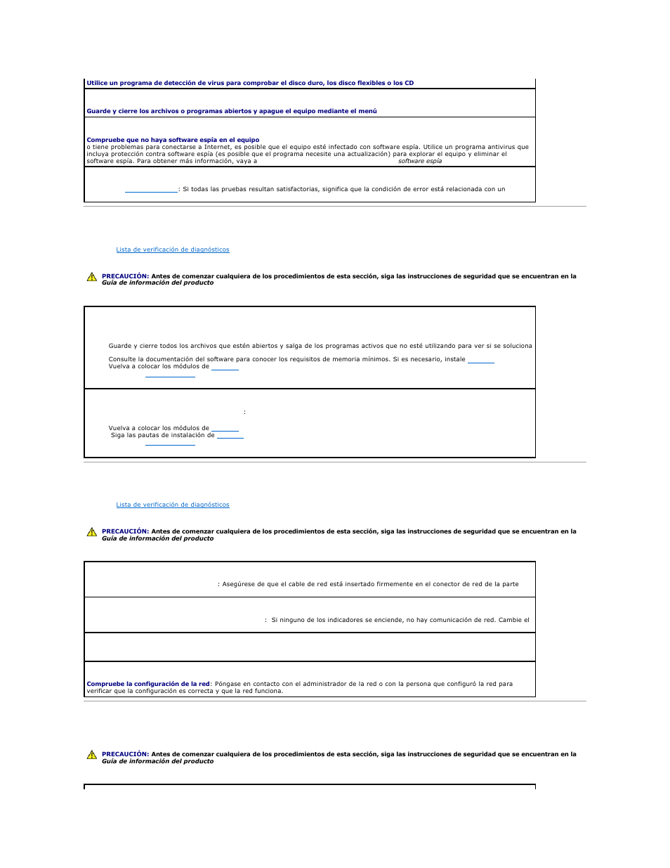 Problemas con la tarjeta pc, Problemas con la memoria, Problemas con la red | Problemas con tarjetas pc | Dell Precision M20 User Manual | Page 103 / 123