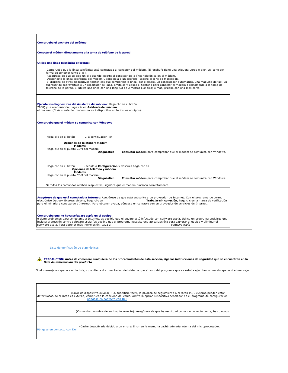 Mensajes de error | Dell Precision M20 User Manual | Page 97 / 123