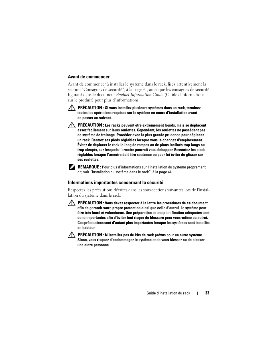 Avant de commencer, Informations importantes concernant la sécurité | Dell POWEREDGE M1000E User Manual | Page 35 / 144