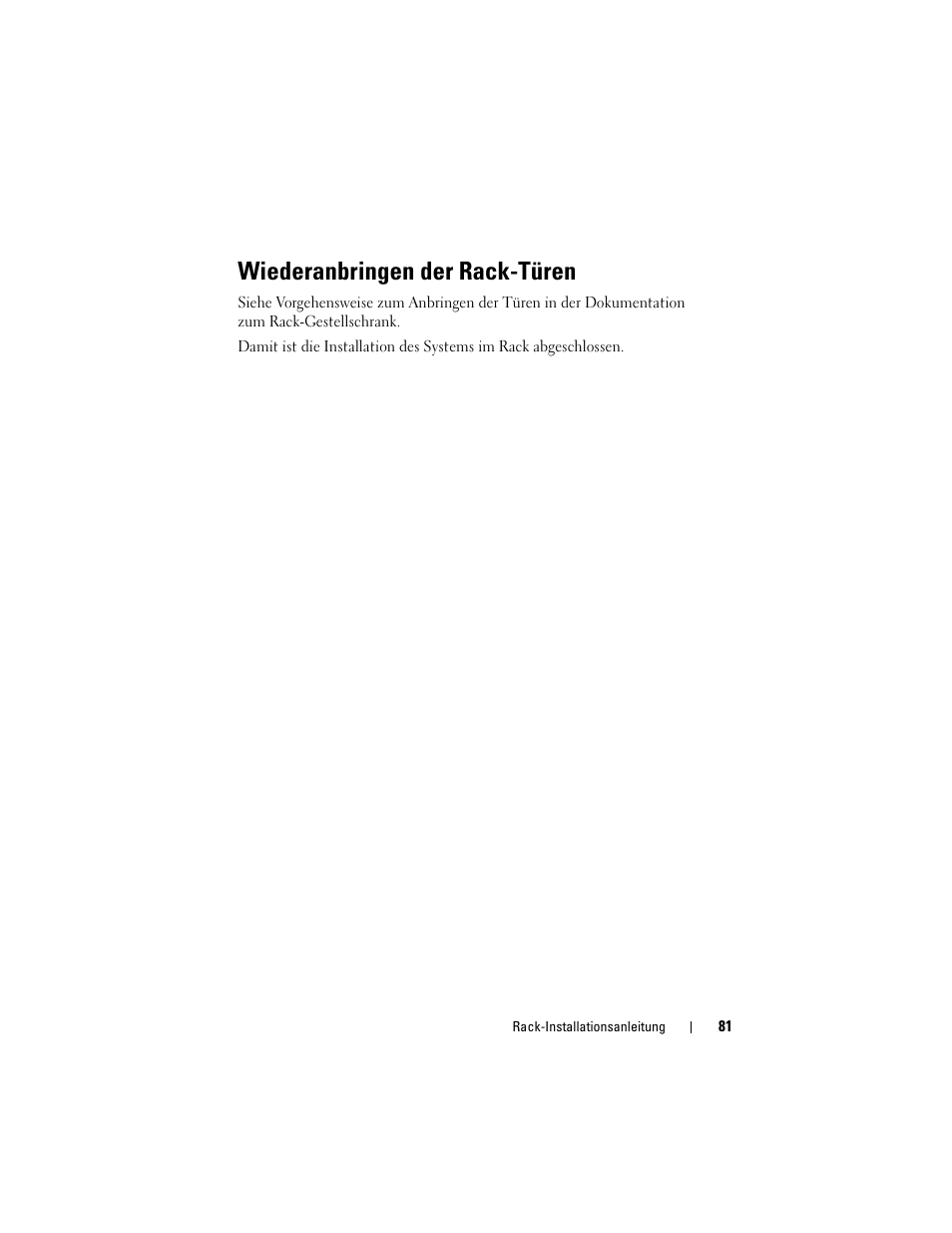 Wiederanbringen der rack-türen | Dell POWEREDGE M1000E User Manual | Page 83 / 144