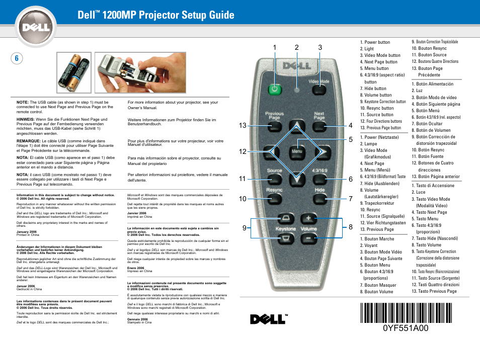 Dell, 1200mp projector setup guide | Dell Projector 1200MP User Manual | Page 2 / 2