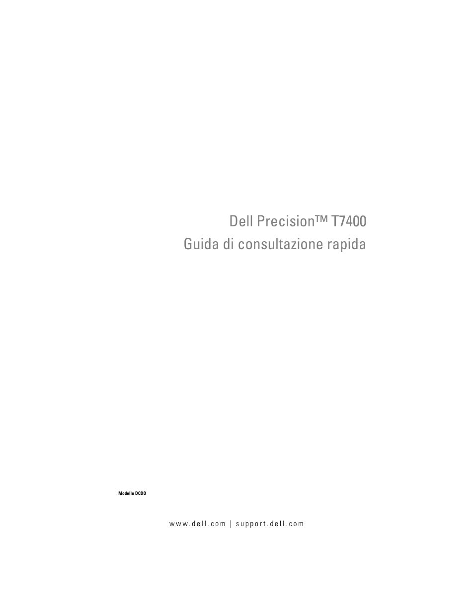 Guida di consultazione rapida | Dell Precision T7400 (Late 2007) User Manual | Page 253 / 380