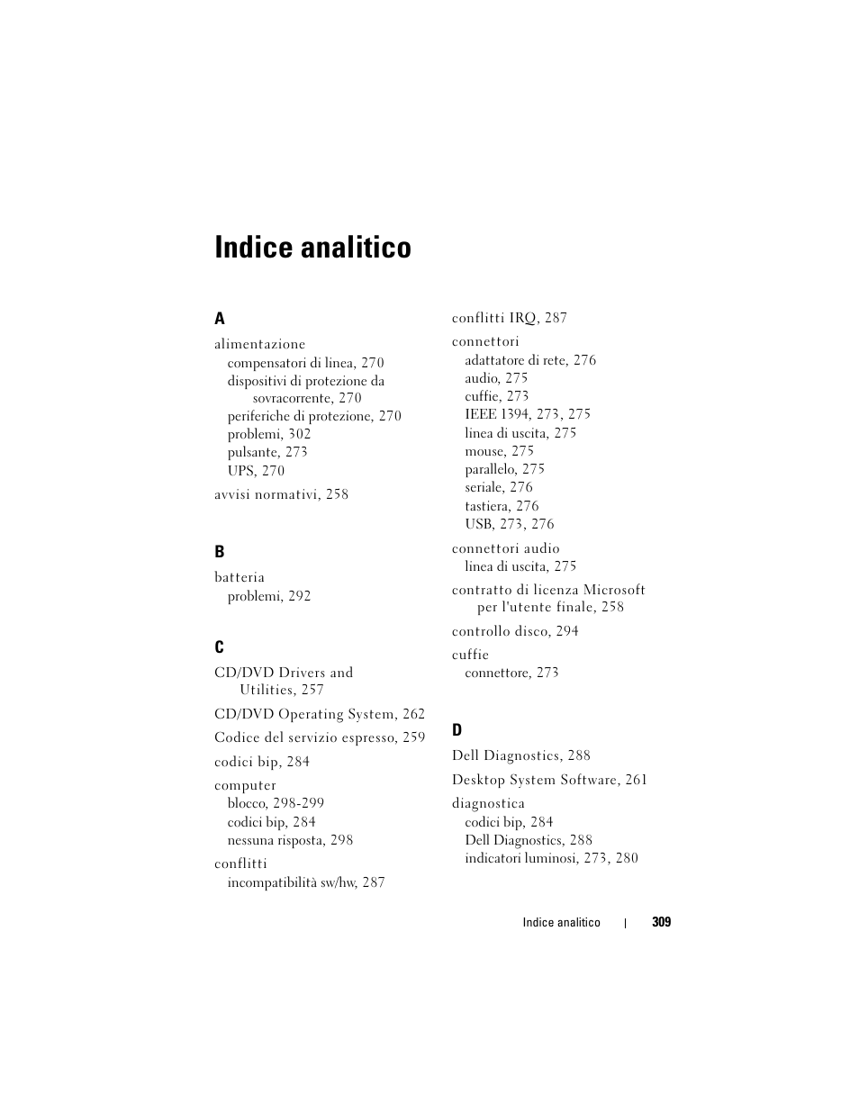 Indice analitico | Dell Precision T7400 (Late 2007) User Manual | Page 309 / 380
