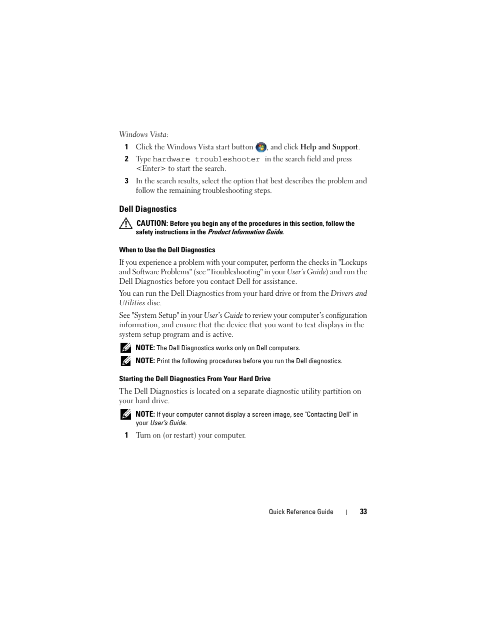 Dell diagnostics | Dell Precision T7400 (Late 2007) User Manual | Page 33 / 380