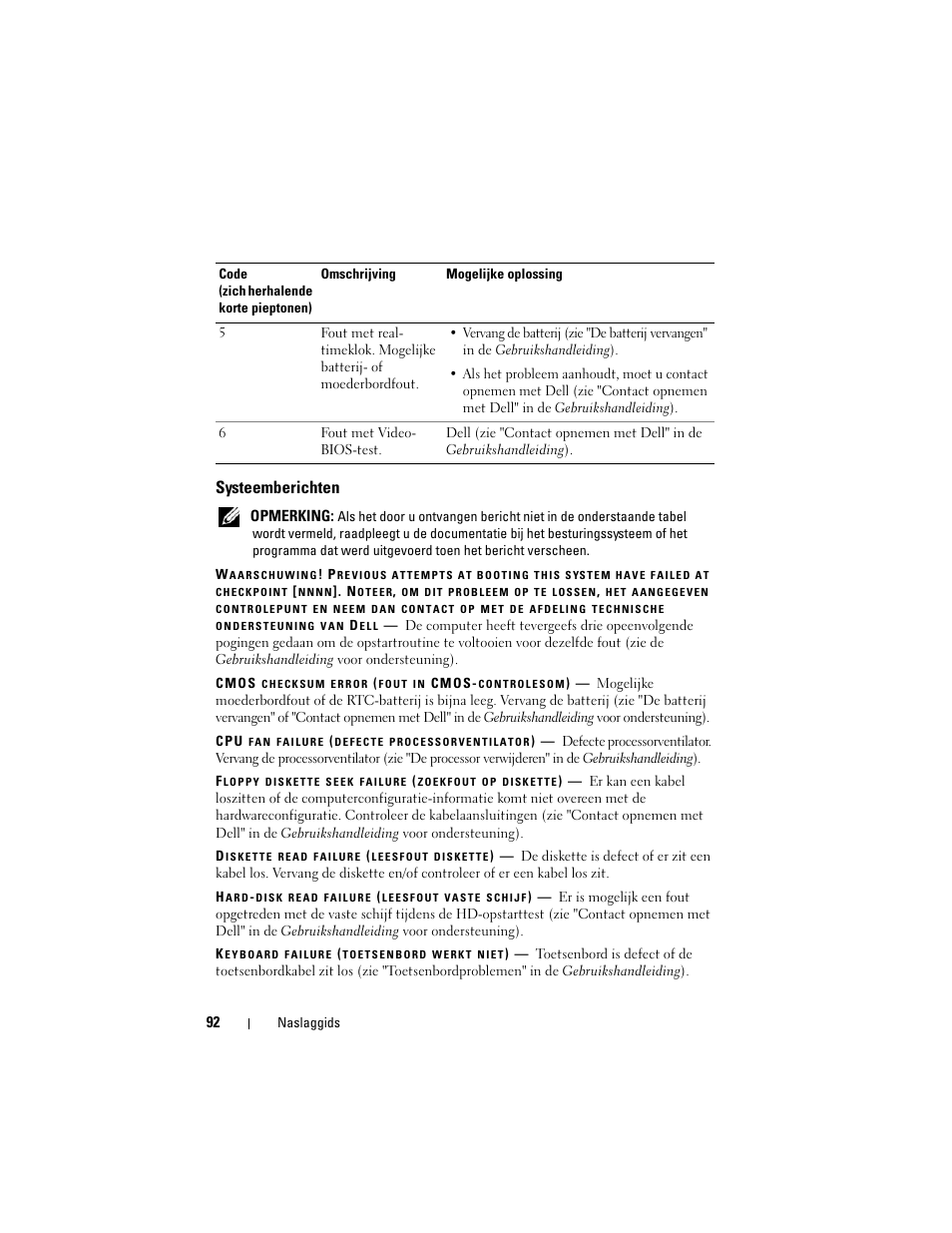 Systeemberichten | Dell Precision T7400 (Late 2007) User Manual | Page 92 / 380