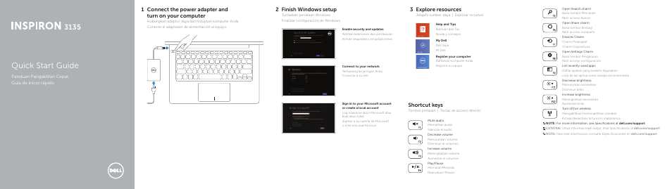 Dell Inspiron 11 (3135, Late 2013) User Manual | 2 pages